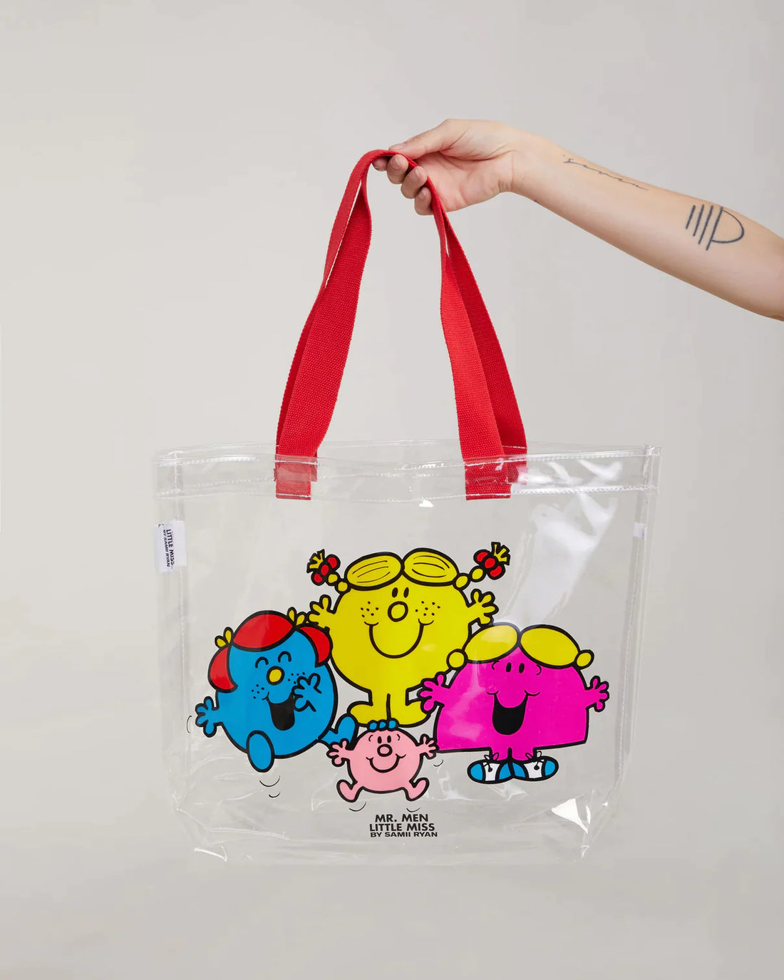Shop Samii Ryan x Mr Men Happy Gals Clear Tote Bag - Premium Handbag from Samii Ryan Online now at Spoiled Brat 