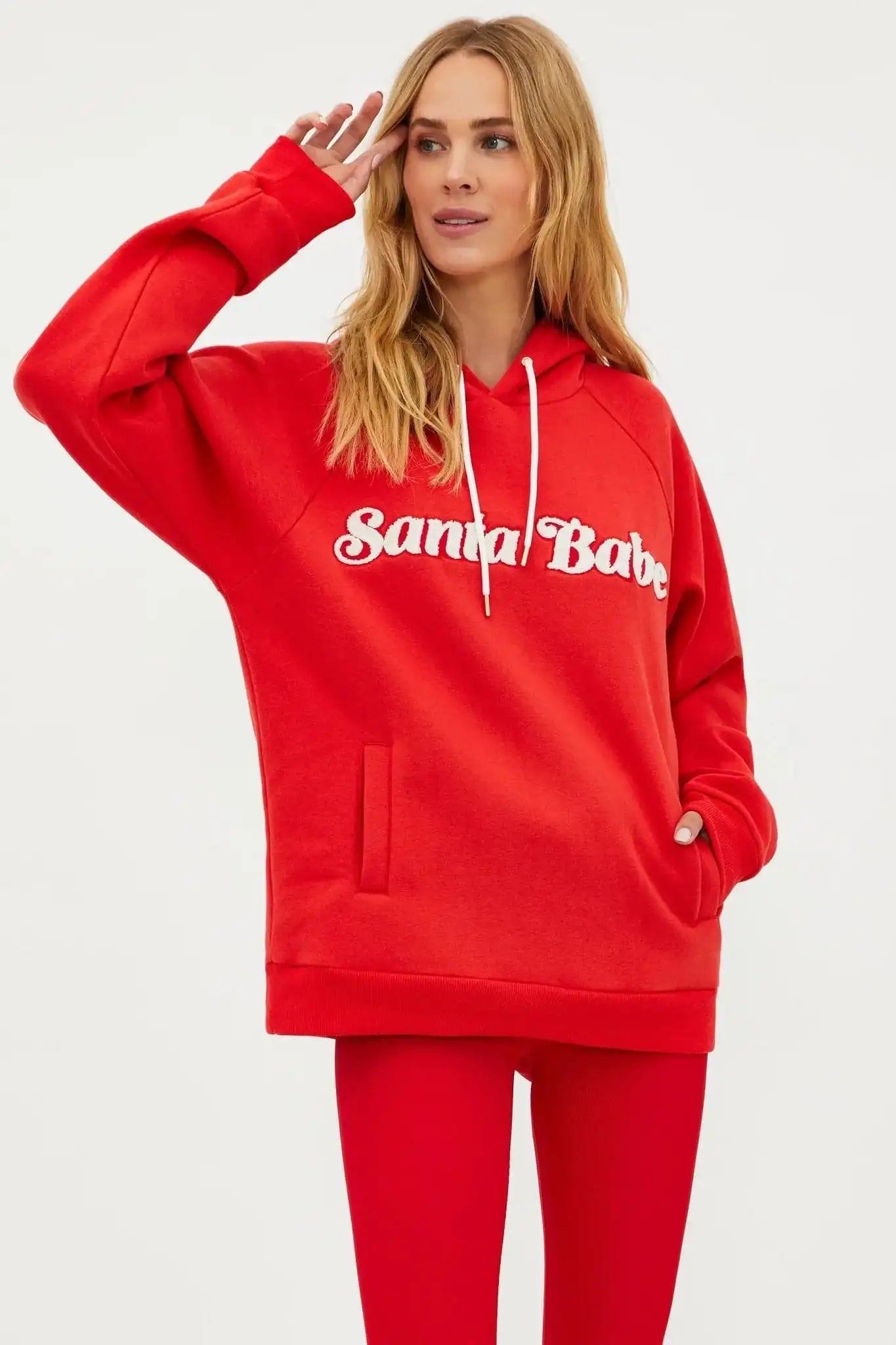 Beach Riot Alissa Santa Babe Hooded Sweater as seen on Una Healy Sweater by Beach Riot as seen on celebrities