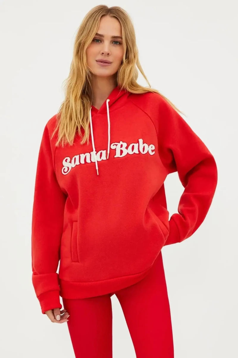 Shop Beach Riot Beach Riot Alissa Santa Babe Hooded Sweater as seen on Una Healy Sweater for women – premium loungewear and festival fashion at Spoiled Brat