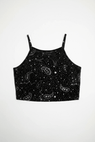 Shop Beach Riot Beach Riot Anna Shooting Stars Gym Bra Top as seen on Malin Andersson Crop Top for women – premium loungewear and festival fashion at Spoiled Brat