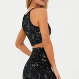 Shop Beach Riot Beach Riot Anna Shooting Stars Gym Bra Top as seen on Malin Andersson Crop Top for women – premium loungewear and festival fashion at Spoiled Brat