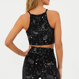 Shop Beach Riot Beach Riot Anna Shooting Stars Gym Bra Top as seen on Malin Andersson Crop Top for women – premium loungewear and festival fashion at Spoiled Brat