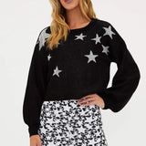 Shop Beach Riot Beach Riot Ava Silver Star Sweater as seen on Malin Andersson Sweater for women – premium loungewear and festival fashion at Spoiled Brat