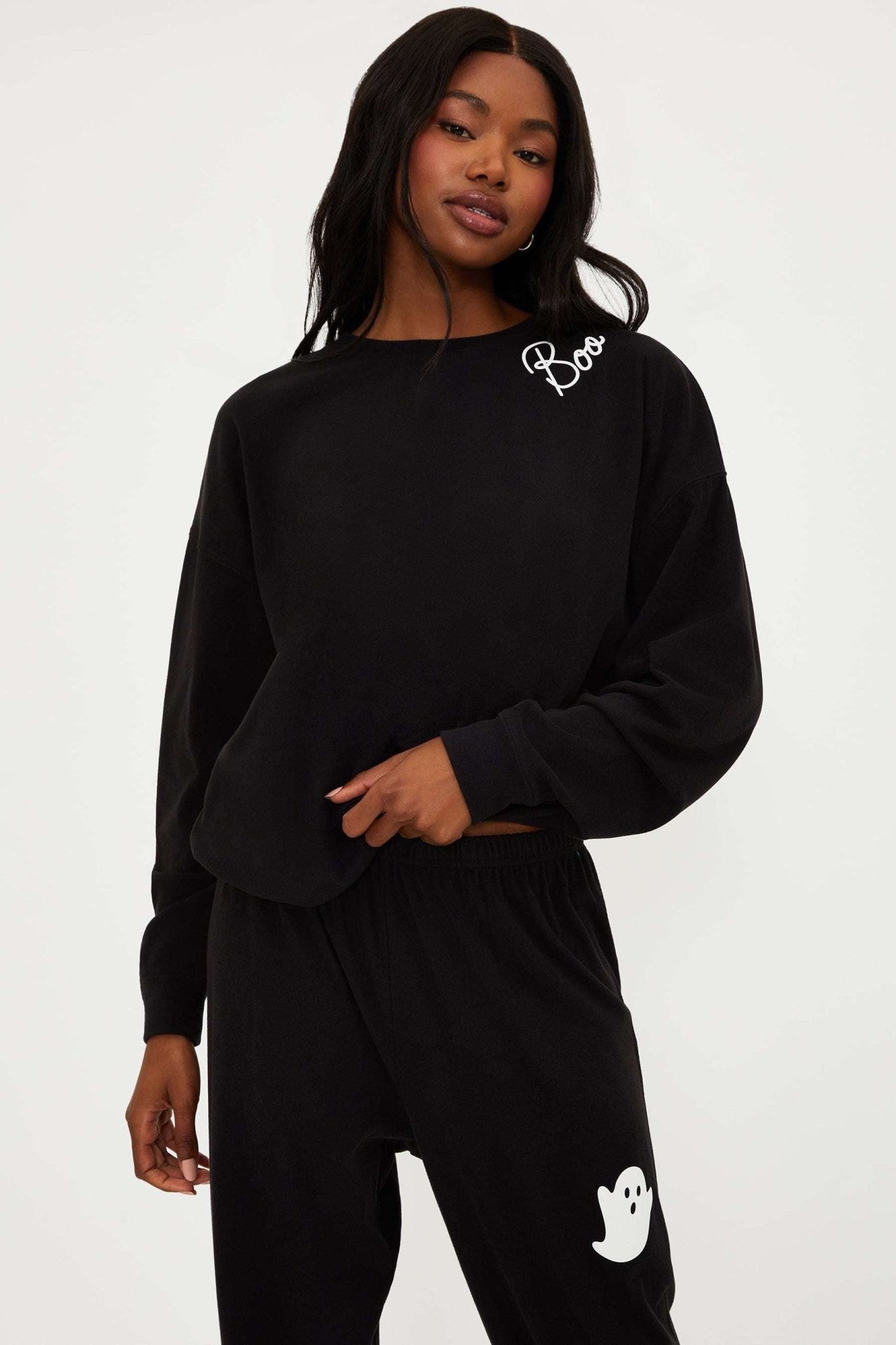 Beach Riot Devyn Boo Black Sweatshirt - Spoiled Brat