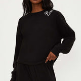 Shop Beach Riot Beach Riot Devyn Boo Black Sweatshirt Sweater for women – premium loungewear and festival fashion at Spoiled Brat
