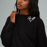 Shop Beach Riot Beach Riot Devyn Boo Black Sweatshirt Sweater for women – premium loungewear and festival fashion at Spoiled Brat