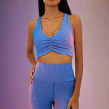 Shop Beach Riot Beach Riot Mindy Gym Top in Imperial Two Tone Rib Crop Top for women – premium loungewear and festival fashion at Spoiled Brat