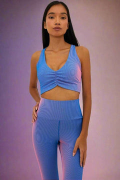 Shop Beach Riot Beach Riot Mindy Gym Top in Imperial Two Tone Rib Crop Top for women – premium loungewear and festival fashion at Spoiled Brat