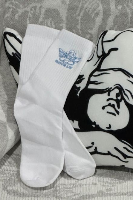 Shop Boys Lie Boys Lie Blue Logo Socks Socks for women – premium loungewear and festival fashion at Spoiled Brat