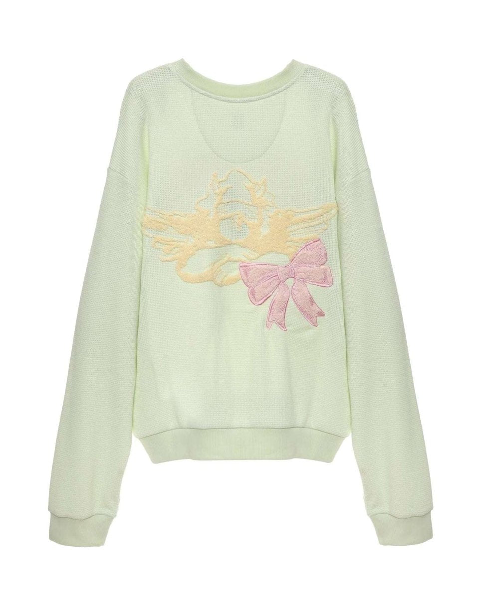 Shop Boys Lie Boys Lie Bows Kara Crewneck Sweater as seen on Chloe brockett Sweater for women – premium loungewear and festival fashion at Spoiled Brat