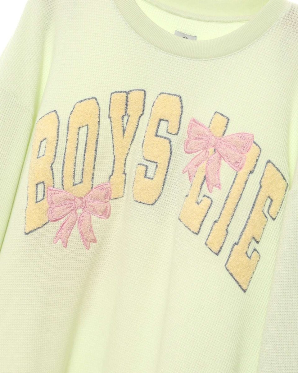 Shop Boys Lie Boys Lie Bows Kara Crewneck Sweater as seen on Chloe brockett Sweater for women – premium loungewear and festival fashion at Spoiled Brat
