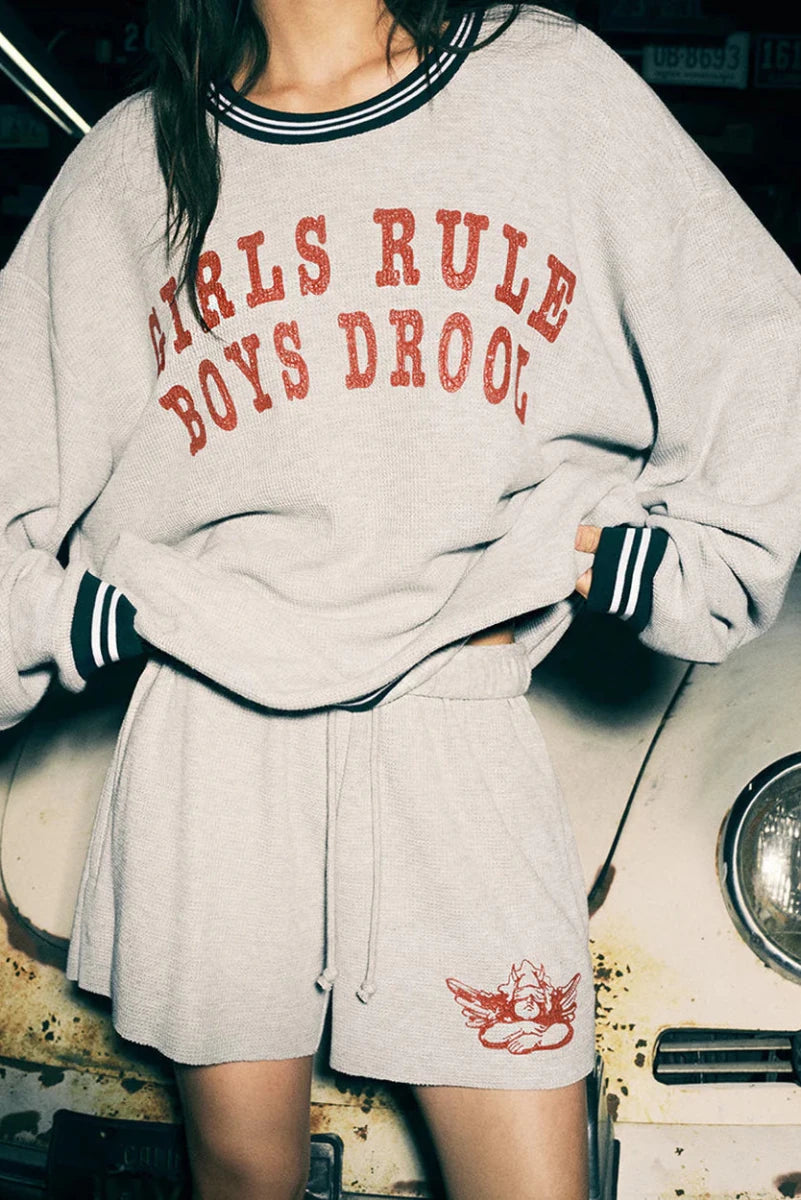 Shop Boys Lie Boys Lie Girls Rule Boys Drool Kara Crewneck Sweater Sweater for women – premium loungewear and festival fashion at Spoiled Brat