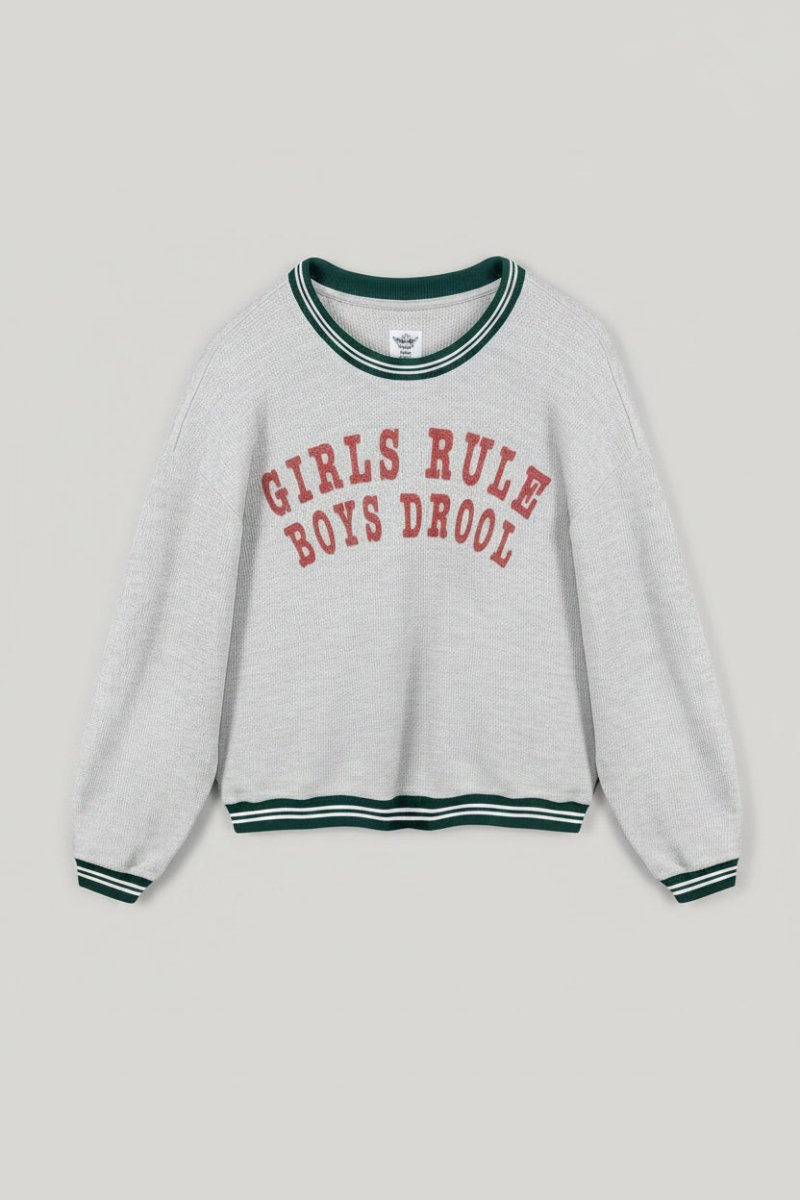 Shop Boys Lie Boys Lie Girls Rule Boys Drool Kara Crewneck Sweater Sweater for women – premium loungewear and festival fashion at Spoiled Brat