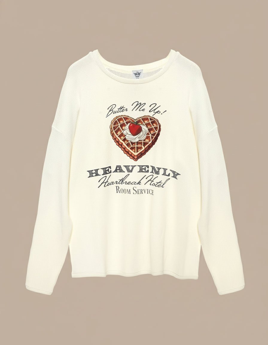 Shop Boys Lie Boys Lie Heavenly Room Service PJ BF Thermal Long Sleeve Tee as seen on Megan Fox Hooded Sweatshirt for women – premium loungewear and festival fashion at Spoiled Brat