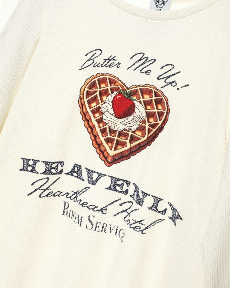 Shop Boys Lie Boys Lie Heavenly Room Service PJ BF Thermal Long Sleeve Tee as seen on Megan Fox Hooded Sweatshirt for women – premium loungewear and festival fashion at Spoiled Brat