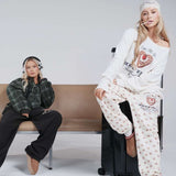 Shop Boys Lie Boys Lie Heavenly Room Service PJ Printed Kimmy Pants as seen on Megan Fox Jogger Bottoms for women – premium loungewear and festival fashion at Spoiled Brat
