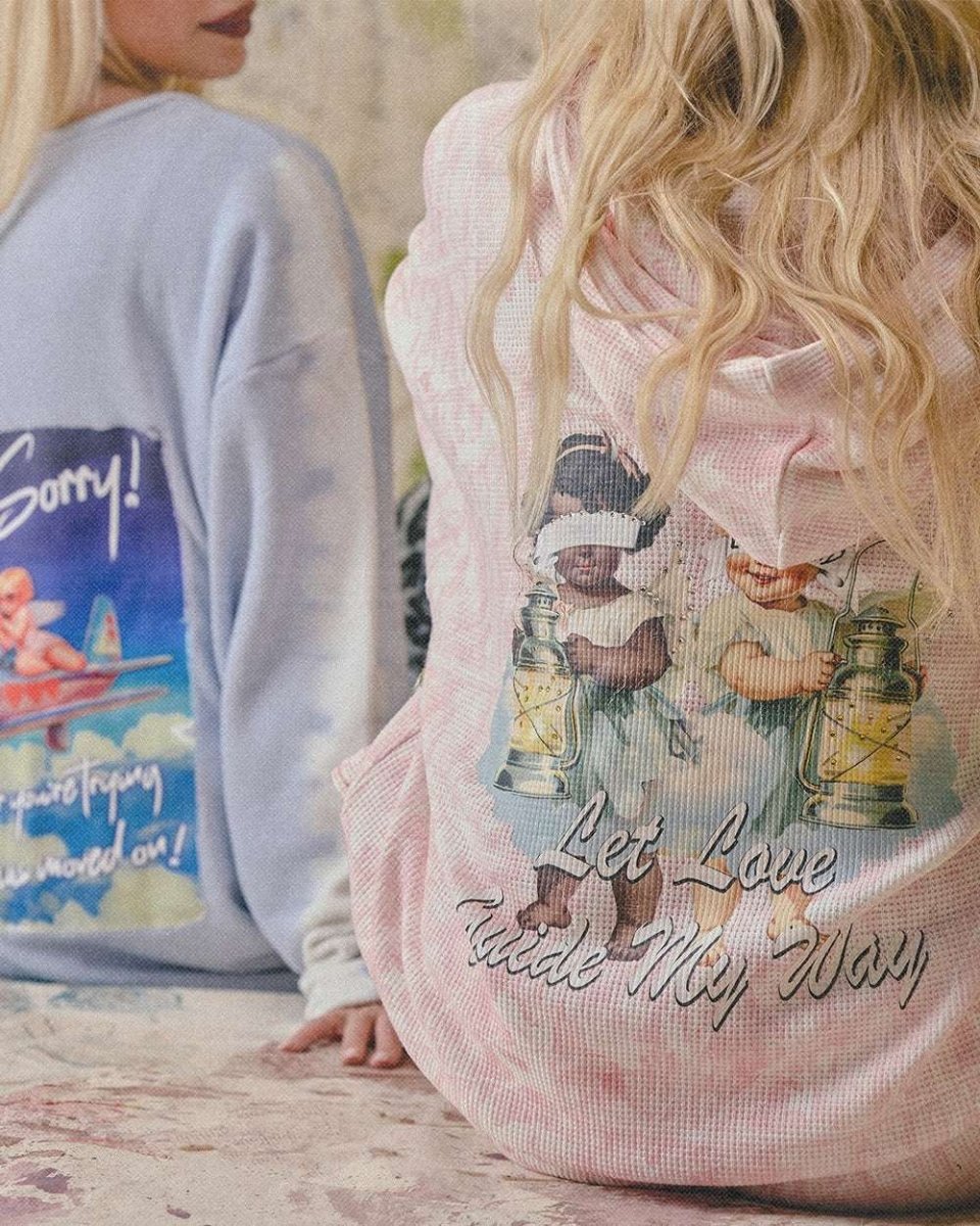 Shop Boys Lie Boys Lie Let Love Guide My Way Rhinestone Racer Hoodie as seen on Olivia Attwood Hooded Sweatshirt for women – premium loungewear and festival fashion at Spoiled Brat