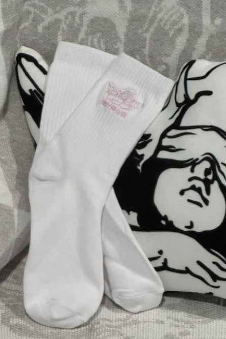 Shop Boys Lie Boys Lie Pink Logo Socks Socks for women – premium loungewear and festival fashion at Spoiled Brat