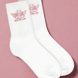 Shop Boys Lie Boys Lie Pink Logo Socks Socks for women – premium loungewear and festival fashion at Spoiled Brat