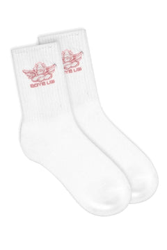 Shop Boys Lie Boys Lie Pink Logo Socks Socks for women – premium loungewear and festival fashion at Spoiled Brat