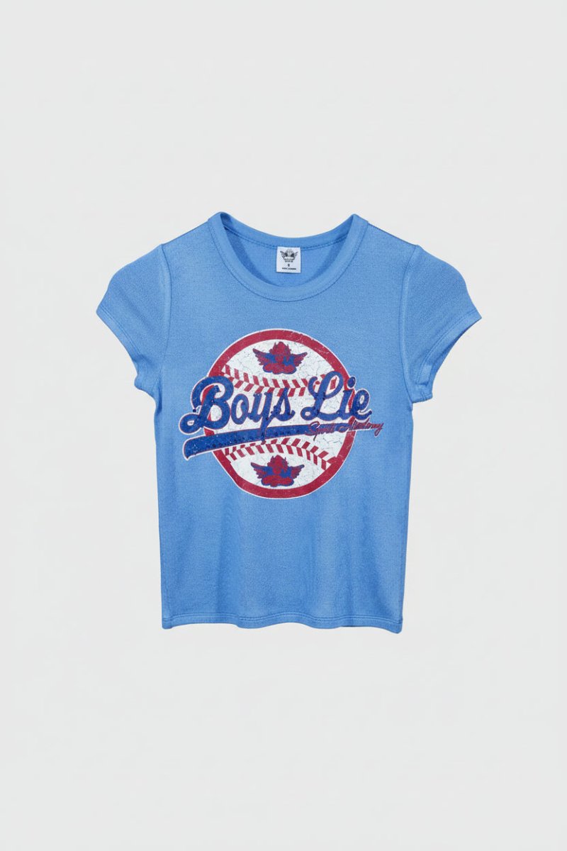 Shop Boys Lie Boys Lie Sporting Blues Baby Tee T-Shirt for women – premium loungewear and festival fashion at Spoiled Brat
