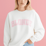 Shop Brunette The Label Brunette The Label "Blonde" Varsity Hair Colour Not Your Boyfriend's Crew Sweater Sweater for women – premium loungewear and festival fashion at Spoiled Brat