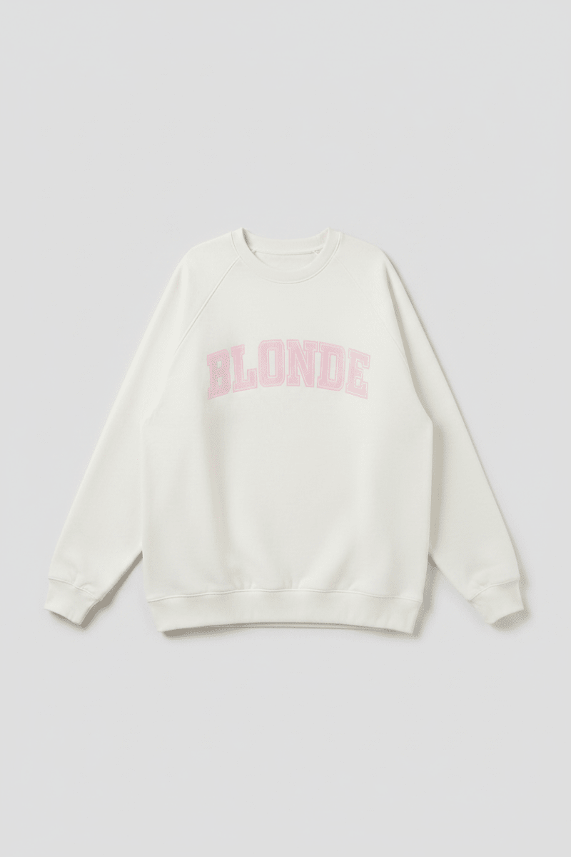 Shop Brunette The Label Brunette The Label "Blonde" Varsity Hair Colour Not Your Boyfriend's Crew Sweater Sweater for women – premium loungewear and festival fashion at Spoiled Brat