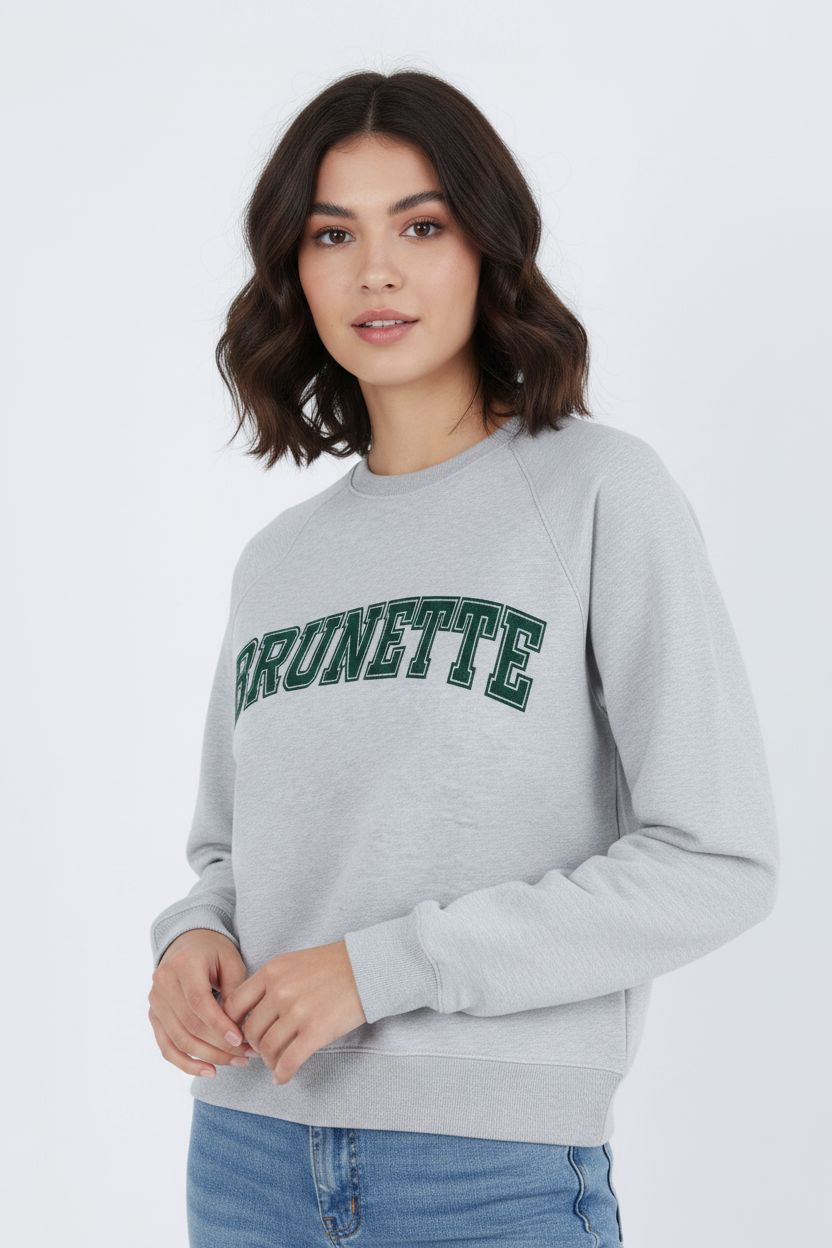 Brunette The Label "Brunette" Grey Varsity Hair Colour Not Your Boyfriend's Crew - Spoiled Brat