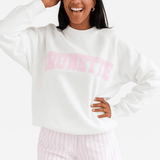 Shop Brunette The Label Brunette The Label "Brunette" Varsity Hair Colour Not Your Boyfriend's Crew Sweater Sweater for women – premium loungewear and festival fashion at Spoiled Brat