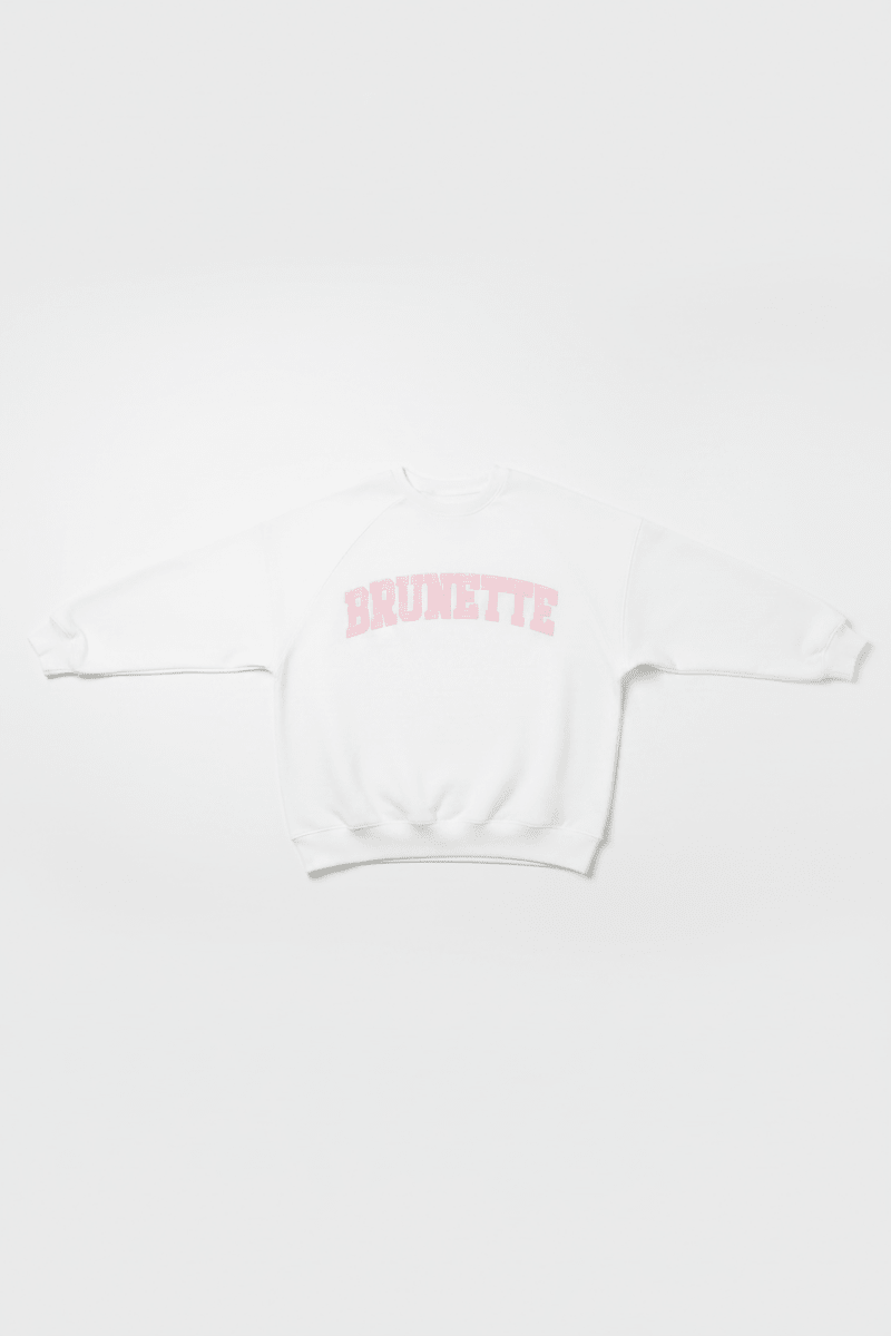 Shop Brunette The Label Brunette The Label "Brunette" Varsity Hair Colour Not Your Boyfriend's Crew Sweater Sweater for women – premium loungewear and festival fashion at Spoiled Brat