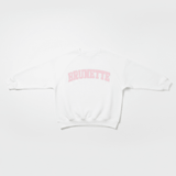 Shop Brunette The Label Brunette The Label "Brunette" Varsity Hair Colour Not Your Boyfriend's Crew Sweater Sweater for women – premium loungewear and festival fashion at Spoiled Brat