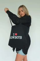 Shop Brunette The Label Brunette The Label "I Love Cowboys" Tote Bag Tote Bag for women – premium loungewear and festival fashion at Spoiled Brat