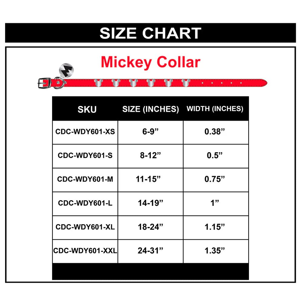 Buckle Down Products Disney Mickey Mouse Vegan Leather Dog Collar by Buckle Down Products – Dog Collar – XS (6-9" Neck) | Spoiled Brat UK