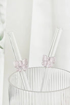 Coconut Lane Glass Straw with Pink Bows by Coconut Lane – Straws – | Spoiled Brat UK
