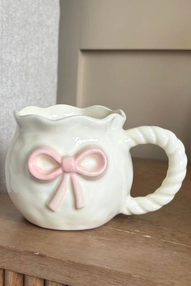 Shop Coconut Lane Coconut Lane Pink Bow Mug Mug for women – premium loungewear and festival fashion at Spoiled Brat