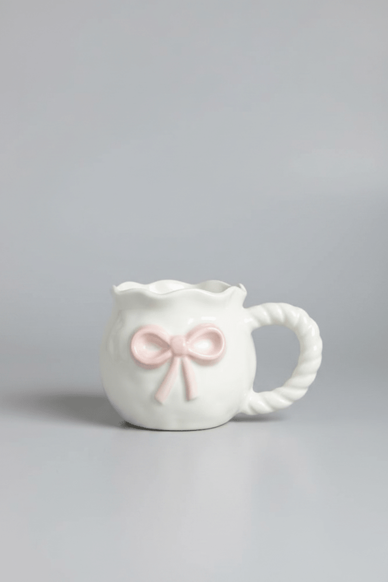 Shop Coconut Lane Coconut Lane Pink Bow Mug Mug for women – premium loungewear and festival fashion at Spoiled Brat