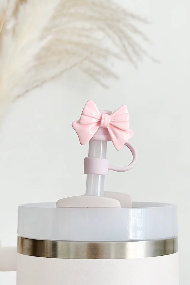 Shop Coconut Lane Coconut Lane Pink Bow Straw Cover Water Bottle for women – premium loungewear and festival fashion at Spoiled Brat