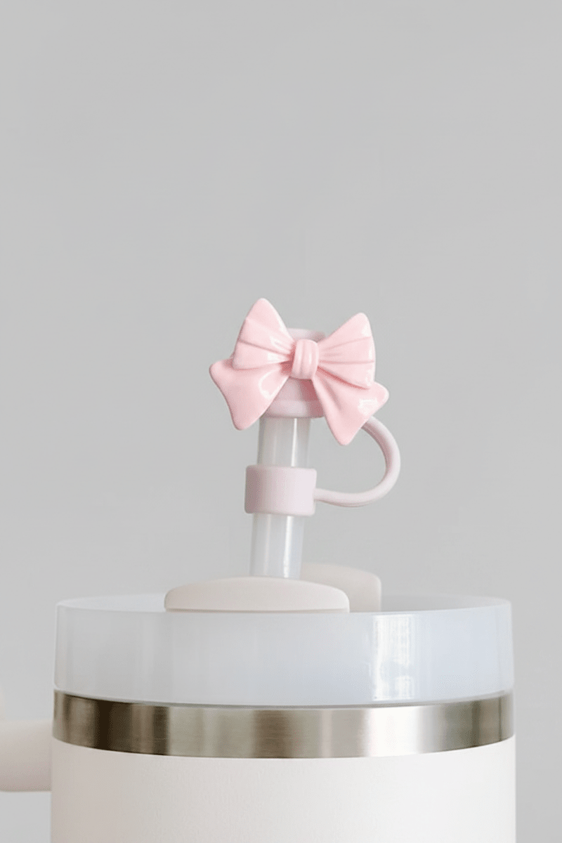 Shop Coconut Lane Coconut Lane Pink Bow Straw Cover Water Bottle for women – premium loungewear and festival fashion at Spoiled Brat