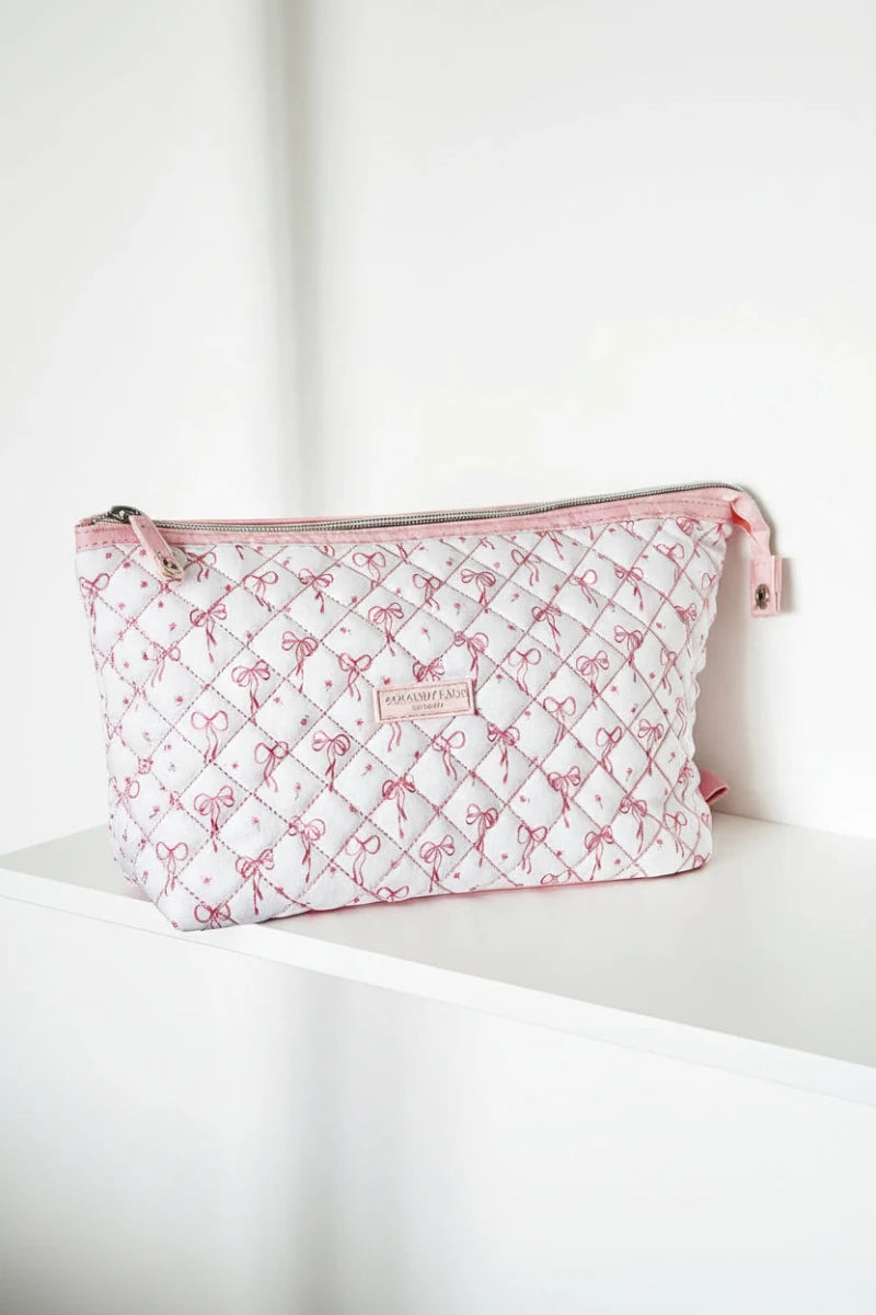 Shop Coconut Lane Coconut Lane Quilted Dainty Bows Expandable Cosmetic Bag Cosmetic Case for women – premium loungewear and festival fashion at Spoiled Brat