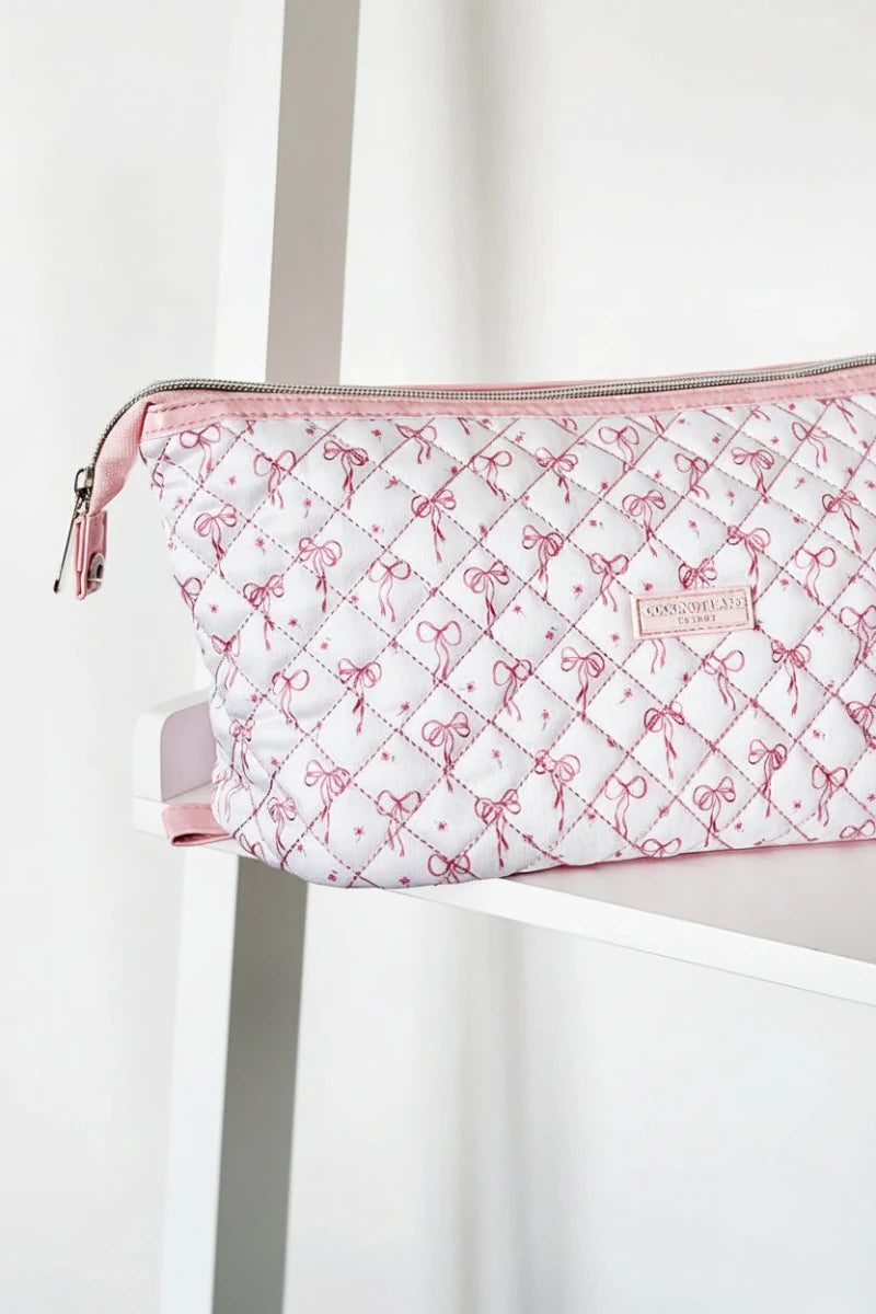 Shop Coconut Lane Coconut Lane Quilted Dainty Bows Expandable Cosmetic Bag Cosmetic Case for women – premium loungewear and festival fashion at Spoiled Brat