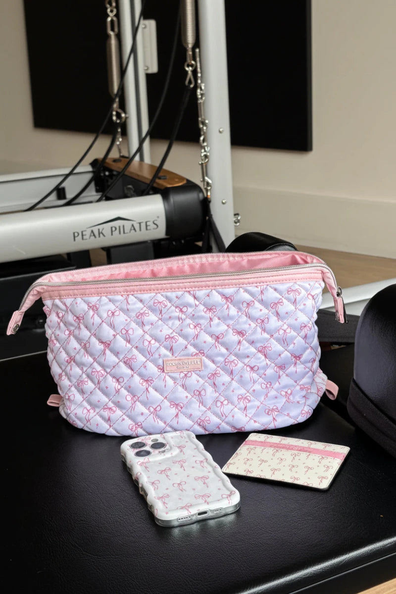 Shop Coconut Lane Coconut Lane Quilted Dainty Bows Expandable Cosmetic Bag Cosmetic Case for women – premium loungewear and festival fashion at Spoiled Brat
