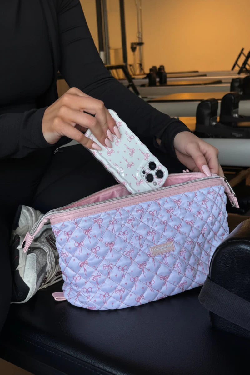 Shop Coconut Lane Coconut Lane Quilted Dainty Bows Expandable Cosmetic Bag Cosmetic Case for women – premium loungewear and festival fashion at Spoiled Brat