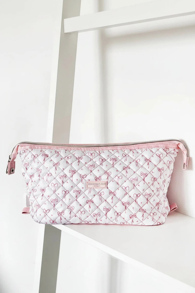 Shop Coconut Lane Coconut Lane Quilted Dainty Bows Expandable Cosmetic Bag Cosmetic Case for women – premium loungewear and festival fashion at Spoiled Brat