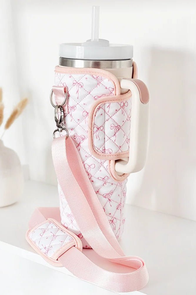 Shop Coconut Lane Coconut Lane Quilted Dainty Bows Tumbler Carry Case Water Bottle for women – premium loungewear and festival fashion at Spoiled Brat