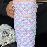 Shop Coconut Lane Coconut Lane Quilted Dainty Bows Tumbler Carry Case Water Bottle for women – premium loungewear and festival fashion at Spoiled Brat