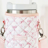 Shop Coconut Lane Coconut Lane Quilted Dainty Bows Tumbler Carry Case Water Bottle for women – premium loungewear and festival fashion at Spoiled Brat