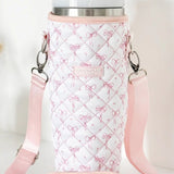 Shop Coconut Lane Coconut Lane Quilted Dainty Bows Tumbler Carry Case Water Bottle for women – premium loungewear and festival fashion at Spoiled Brat