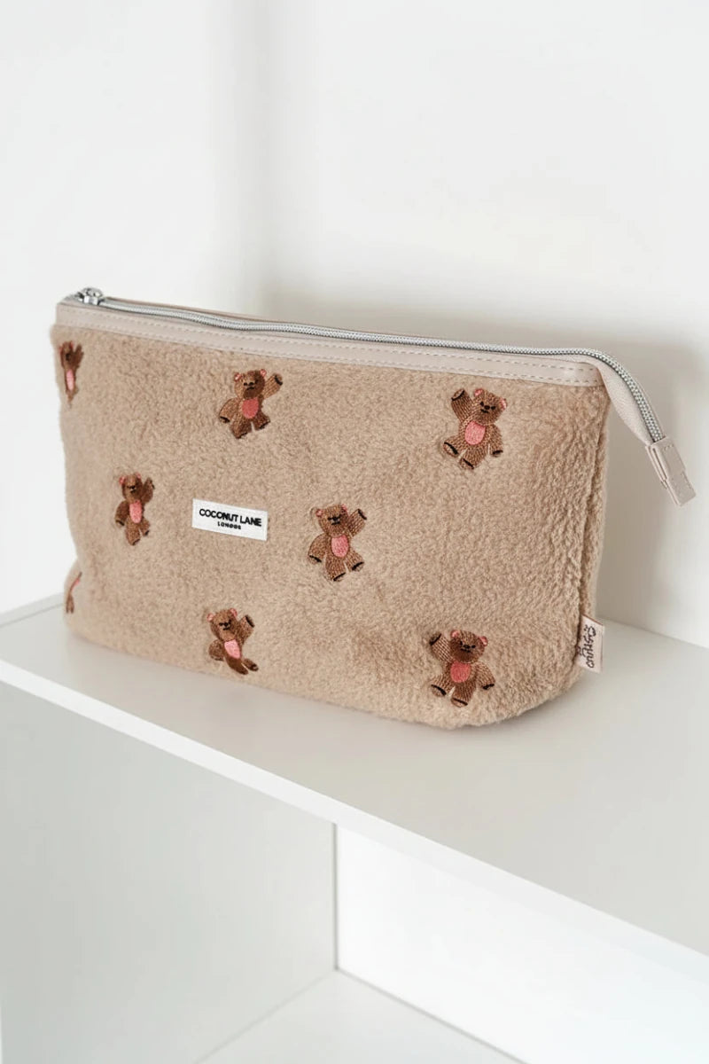 Shop Coconut Lane Coconut Lane Quilted Embroidered Theo Teddy Expandable Cosmetic Bag Cosmetic Case for women – premium loungewear and festival fashion at Spoiled Brat