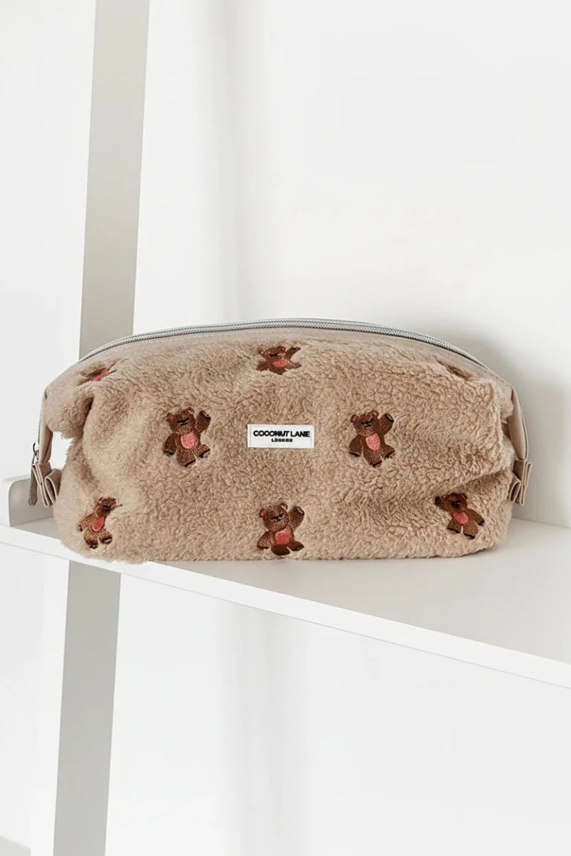 Shop Coconut Lane Coconut Lane Quilted Embroidered Theo Teddy Expandable Cosmetic Bag Cosmetic Case for women – premium loungewear and festival fashion at Spoiled Brat