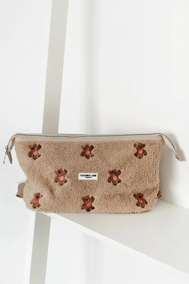 Shop Coconut Lane Coconut Lane Quilted Embroidered Theo Teddy Expandable Cosmetic Bag Cosmetic Case for women – premium loungewear and festival fashion at Spoiled Brat